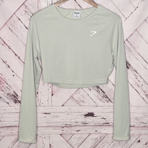 Gymshark Light Green Long Sleeve Crop Shirt - Picture 4 of 4